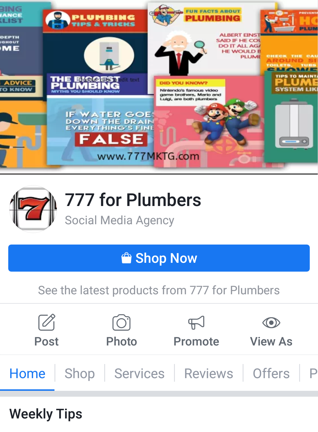 Picture Facebook Plumbers business page